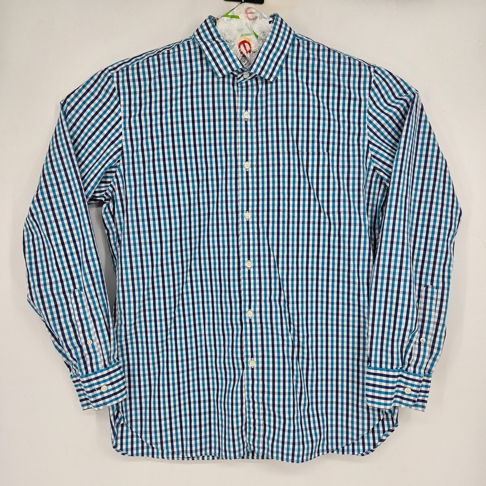 J Crew Thompson Shirt Mens XL Button Down Blue Plaid Long Sleeve 80s 2 Ply